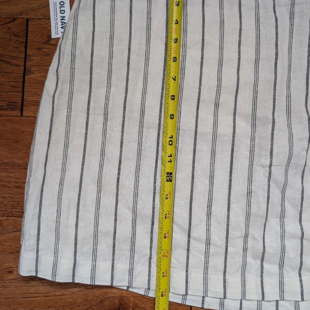 NWT Old Navy Women's Linen Blend Cream and Black Striped Mini Skirt XXL